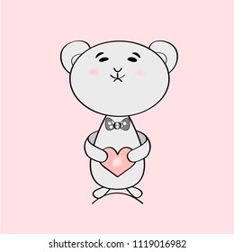 Bear cub with a heart