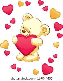 bear cub with heart in paws