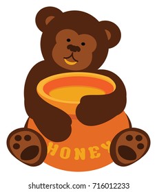 Bear Cub holding a honey pot