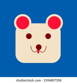 Bear cub made of geometric shapes. Nordic style, doodle, artline. Vector illustration modern flat cartoon character, on isolated blue background. Suitable for print, sticker, poster, banner.