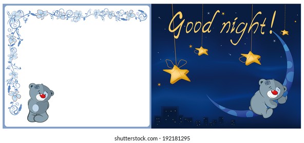 Bear cub and the moon postcard