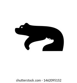 Bear and Bear Cub Negative Space Logo Symbol
