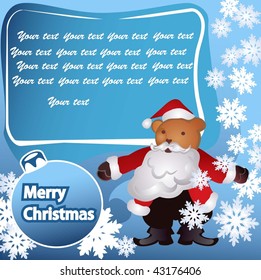 The bear cub on a background of a christmas landscape