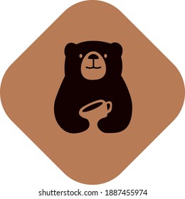 bear with a cup. coffe bear. logo. vector. illustration. zoo