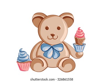 Bear with cupcakes