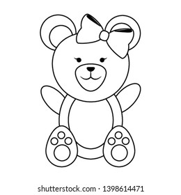 Bear cute animal in black and white