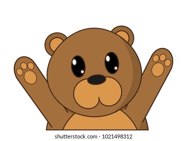 bear cute animal with hands up