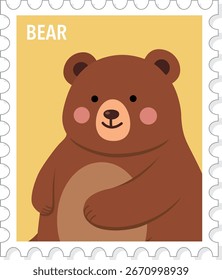 Urso, Ilustração De Vetor De Carimbo De Animal Bonito 