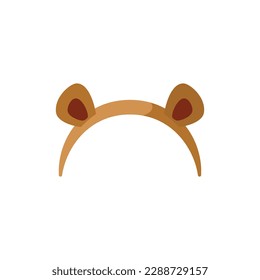 Bear cute ears on headband or hair bezel for carnival costume or photo application props, flat cartoon vector illustration isolated on white background.