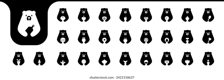 Bär süße flache, moderne Symbol-Sammlung Logo-Design Vektorgrafik