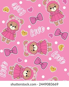 bear cute girl love glitter