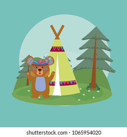 Bear cute hippie cartoon