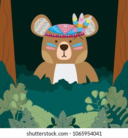 Bear cute hippie cartoon