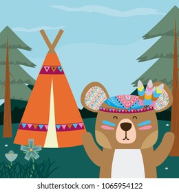 Bear cute hippie cartoon