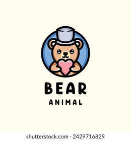 Bear Cute Logo Mascot Vector, Animal Icon Symbol, Wildlife Creative Vintage Graphic Design