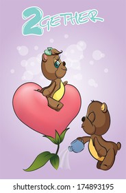 bear cuties love vector print