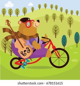 Bear Cycling Cartoon Vector Illustration