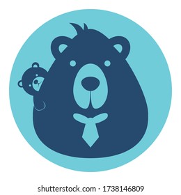 Bear Dad Father With Baby Logo Silhouette Head Profile Picture Avatar User