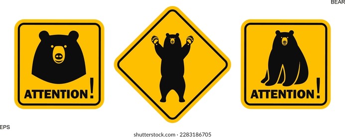 Bear danger sign logo. Isolated bear danger sign on white background