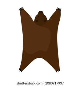 Bear dead skin isolated on white background. Trophy after hunting in flat. Vector illustration.