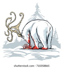 The Bear Deer color draw illustration