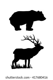 Bear and deer silhouettes