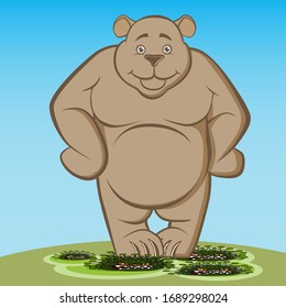The bear defeats the coronovirus COVID-19. Corona Virus. Very dangerous and predatory virus. The virus that causes the disease in humans, from the common cold to SARS. 2019-nCoV. Vector illustration