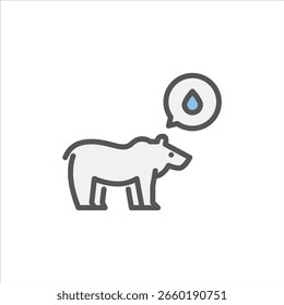 Bear dehydration filled outline icon. Animal dehydration color line illustration.