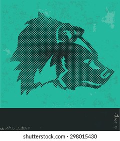 Bear design on green background,grunge vector