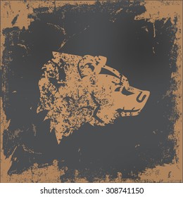 Bear design on old paper background,vector