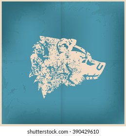 Bear design on old paper background,vector