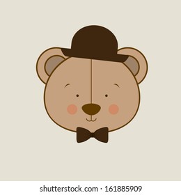 bear design over beige  background vector illustration 