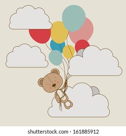 bear design over beige  background vector illustration 