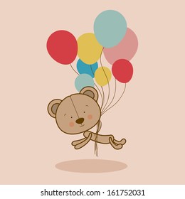 bear design over pink background vector illustration 