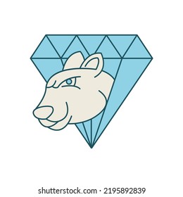 Bear with diamond logo design template.