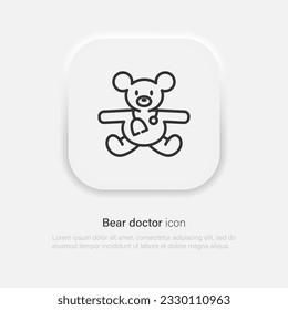 Oso disfrazado de doctor. Símbolo médico del oso para niños. EPS vectorial 10