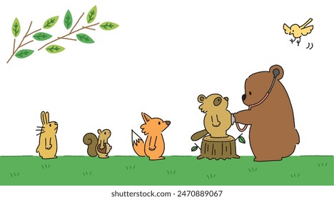 Bear doctor examines other animal patients vector image