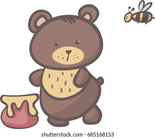 Bear does not want to give honey, illustration