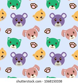 Bear Dog Baby Theme Seamless Pattern