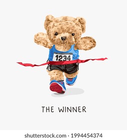 with bear doll boxing athlete with champion belt vector illustration