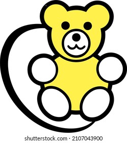 Bear doll. Cartoon yellow Bear Vector Illustration.