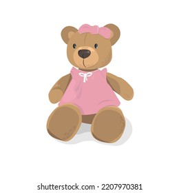 Bear doll girly. Vector illustration