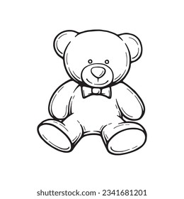 Bear Doll Hand Drawn Vector Illustration. Design element for shirt design, logo, sign, poster, banner, card