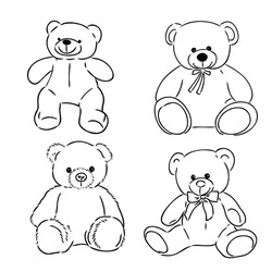 Bear Doll Icon Outline Flat Design Vector. Teddy Bear Icon Outline