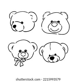 Bear doll icon outline flat design vector. Teddy bear icon outline