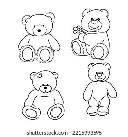 Bear doll icon outline flat design vector. Teddy bear icon outline