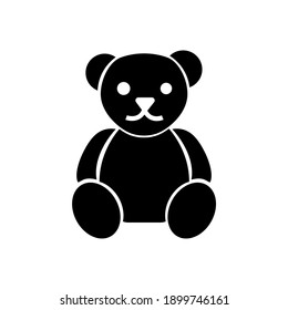 Bear doll icon silhouette black flat design vector  Teddy bear silhouette icon