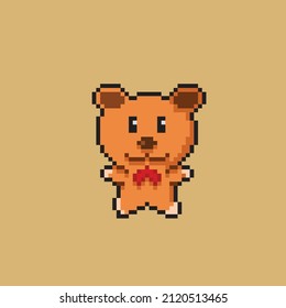 bear doll in pixel art style