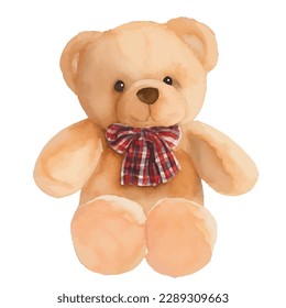 bear doll with style hand drawn digital painting illustration