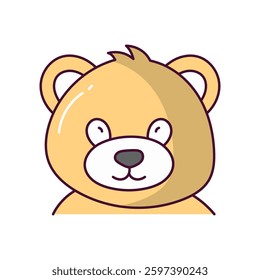 Bear doodle color line icon with white background vector stock illustration